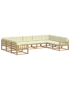Set di divani da esterno con cuscino 9 pcs Bianco e Crema 2