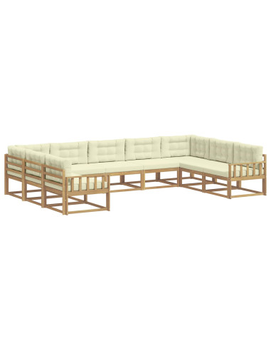 Set di divani da esterno con cuscino 9 pcs Bianco e Crema