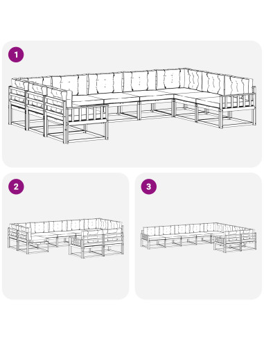 Set di divani da esterno con cuscino 9 pcs Bianco e Antracite