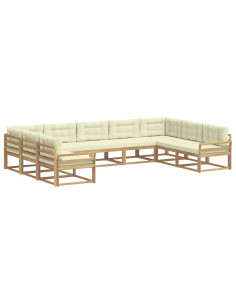 Set di divani da esterno con cuscino 9 pcs Bianco e Crema 2