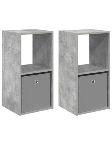 Comodino con cassetto 2 pcs Grigio cemento 35 x 32 x 68,5 cm