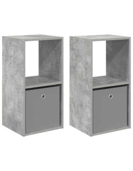 Comodino con cassetto 2 pcs Grigio cemento 35 x 32 x 68,5 cm
