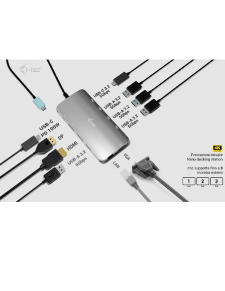 DOCKING USB-C METAL NANO 3X DISPLAY