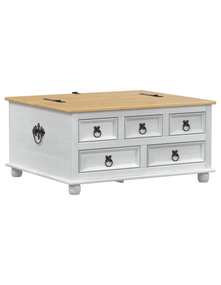 storage box con cassetto Bianco 90 x 78 x 45 cm Pino massello