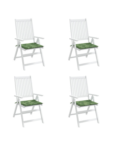 Cuscini per sedie 4 pcs Verde e Bianco 50 x 50 x 4 cm