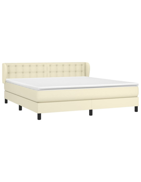 Giroletto a Molle con Materasso Crema 180x200 cm in Similpelle