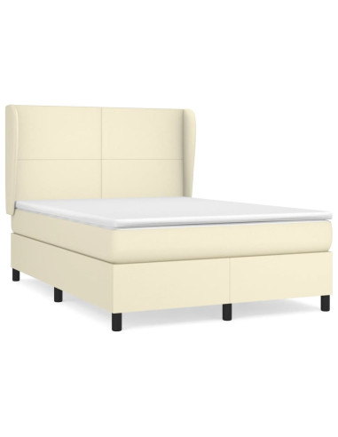 Giroletto a Molle con Materasso Crema 140x190 cm in Similpelle