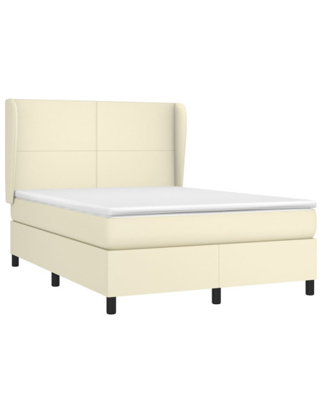 Giroletto a Molle con Materasso Crema 140x190 cm in Similpelle
