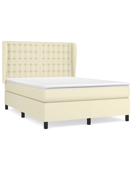 Giroletto a Molle con Materasso Crema 140x190 cm in Similpelle