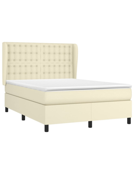 Giroletto a Molle con Materasso Crema 140x190 cm in Similpelle