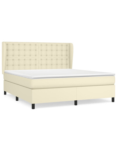 Giroletto a Molle con Materasso Crema 180x200 cm in Similpelle