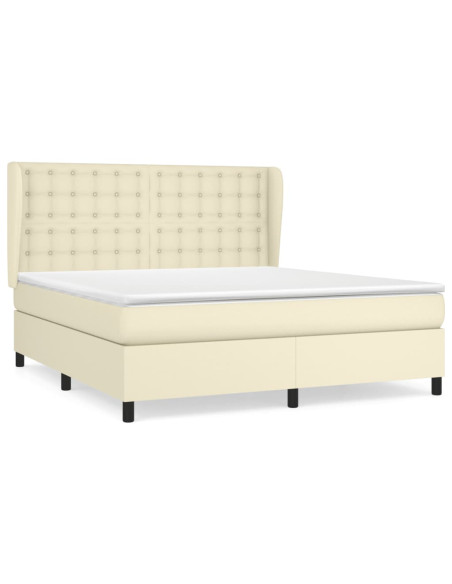 Giroletto a Molle con Materasso Crema 180x200 cm in Similpelle