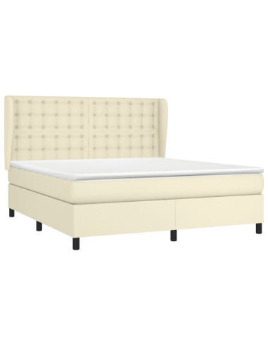 Giroletto a Molle con Materasso Crema 180x200 cm in Similpelle