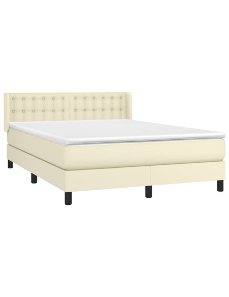 Giroletto a Molle con Materasso Crema 140x190 cm in Similpelle