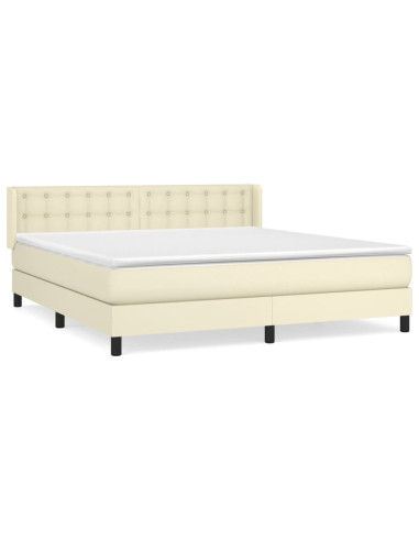 Giroletto a Molle con Materasso Crema 180x200 cm in Similpelle