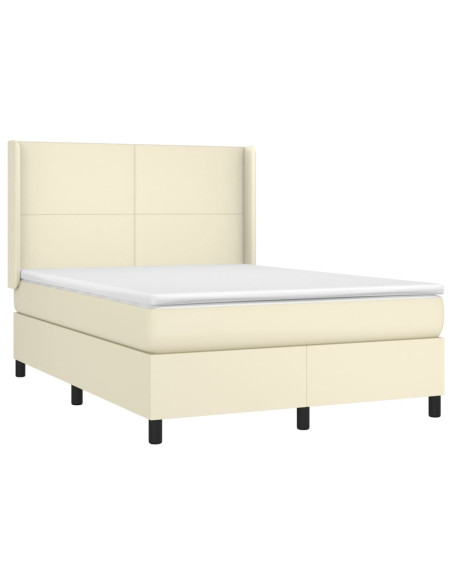 Giroletto a Molle con Materasso Crema 140x200 cm in Similpelle
