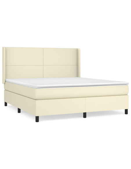 Giroletto a Molle con Materasso Crema 180x200 cm in Similpelle