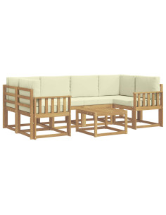 Set di divani da esterno con cuscino 7 pcs Bianco e Crema 2