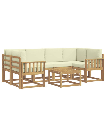 Set di divani da esterno con cuscino 7 pcs Bianco e Crema