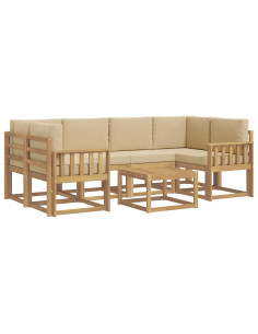 Set di divani da esterno con cuscino 7 pcs Bianco e Beige 2