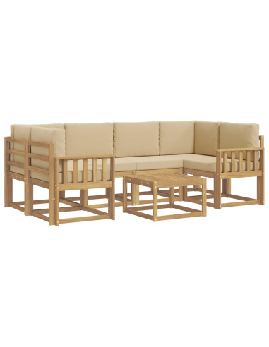 Set di divani da esterno con cuscino 7 pcs Bianco e Beige