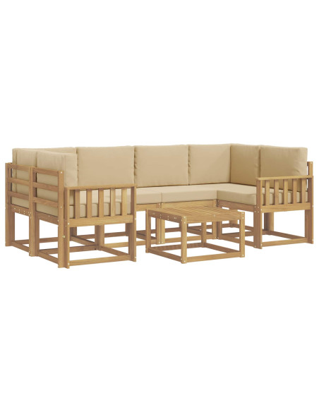 Set di divani da esterno con cuscino 7 pcs Bianco e Beige