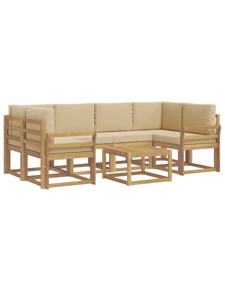 Set di divani da esterno con cuscino 7 pcs Bianco e Beige