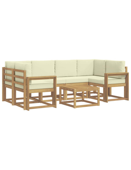 Set di divani da esterno con cuscino 7 pcs Bianco e Crema