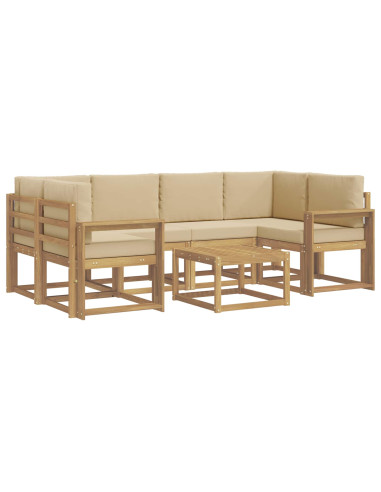 Set di divani da esterno con cuscino 7 pcs Bianco e Beige