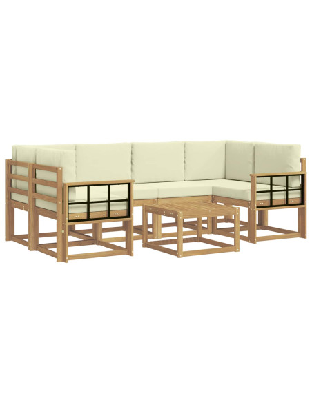 Set di divani da esterno con cuscino 7 pcs Bianco e Crema