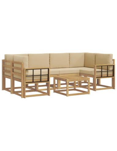 Set di divani da esterno con cuscino 7 pcs Bianco e Beige