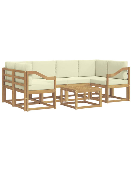 Set di divani da esterno con cuscino 7 pcs Bianco e Crema