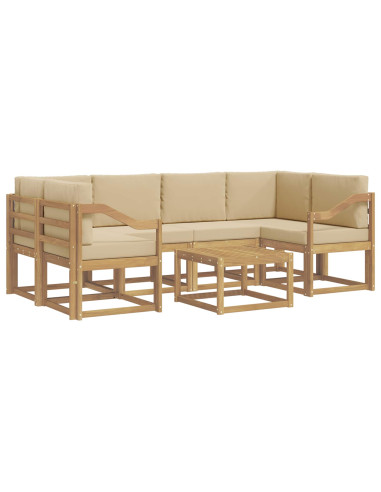 Set di divani da esterno con cuscino 7 pcs Bianco e Beige