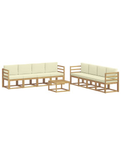 Set di divani da esterno con cuscino 9 pcs Bianco e Crema 2