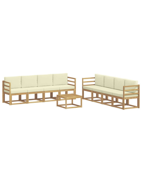 Set di divani da esterno con cuscino 9 pcs Bianco e Crema