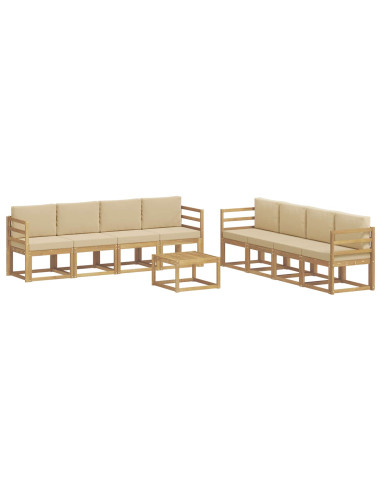 Set di divani da esterno con cuscino 9 pcs Bianco e Beige