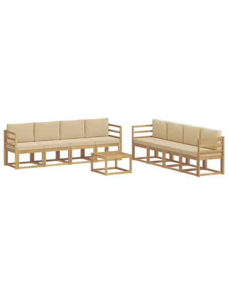 Set di divani da esterno con cuscino 9 pcs Bianco e Beige