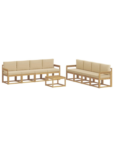 Set di divani da esterno con cuscino 9 pcs Bianco e Beige