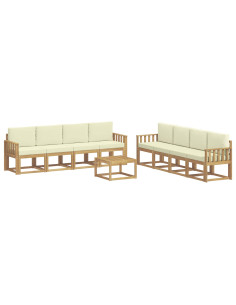 Set di divani da esterno con cuscino 9 pcs Bianco e Crema 2