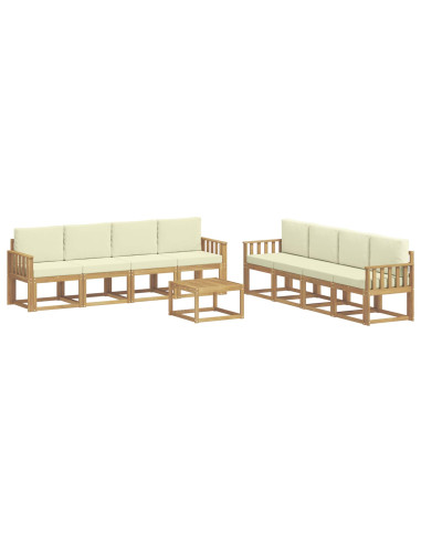 Set di divani da esterno con cuscino 9 pcs Bianco e Crema