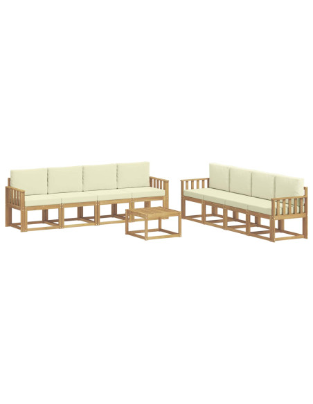 Set di divani da esterno con cuscino 9 pcs Bianco e Crema