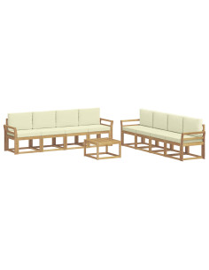 Set di divani da esterno con cuscino 9 pcs Bianco e Crema 2