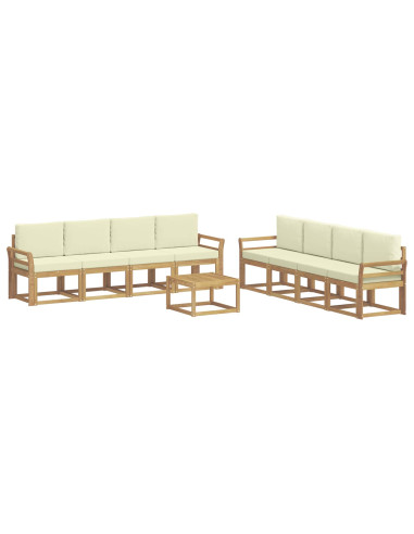 Set di divani da esterno con cuscino 9 pcs Bianco e Crema