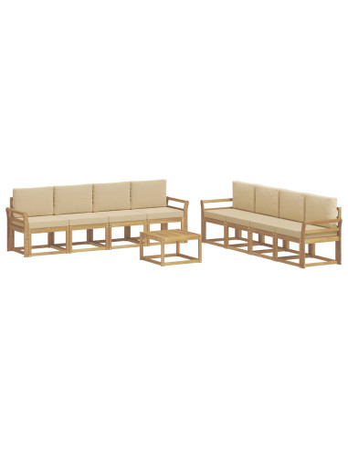 Set di divani da esterno con cuscino 9 pcs Bianco e Beige