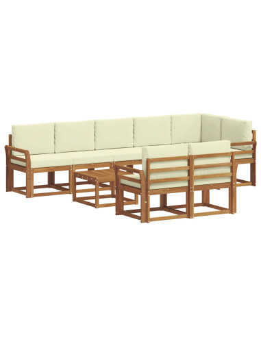 Set di divani da esterno con cuscino 9 pcs Naturale e Crema