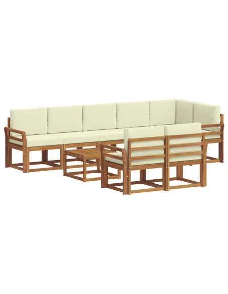 Set di divani da esterno con cuscino 9 pcs Naturale e Crema