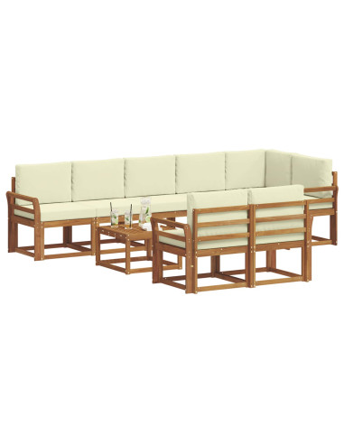 Set di divani da esterno con cuscino 9 pcs Naturale e Crema