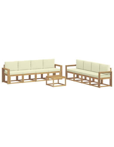 Set di divani da esterno con cuscino 9 pcs Bianco e Crema
