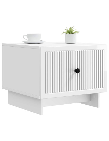 Tavolino da salotto con cassetto Bianco Lucido 49 x 50 x 40 cm