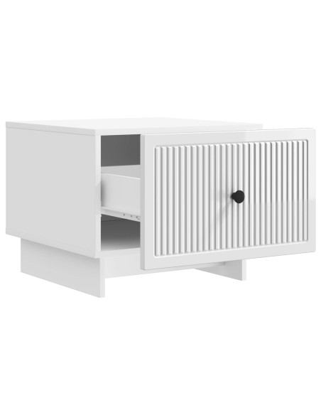 Tavolino da salotto con cassetto Bianco Lucido 49 x 50 x 40 cm
